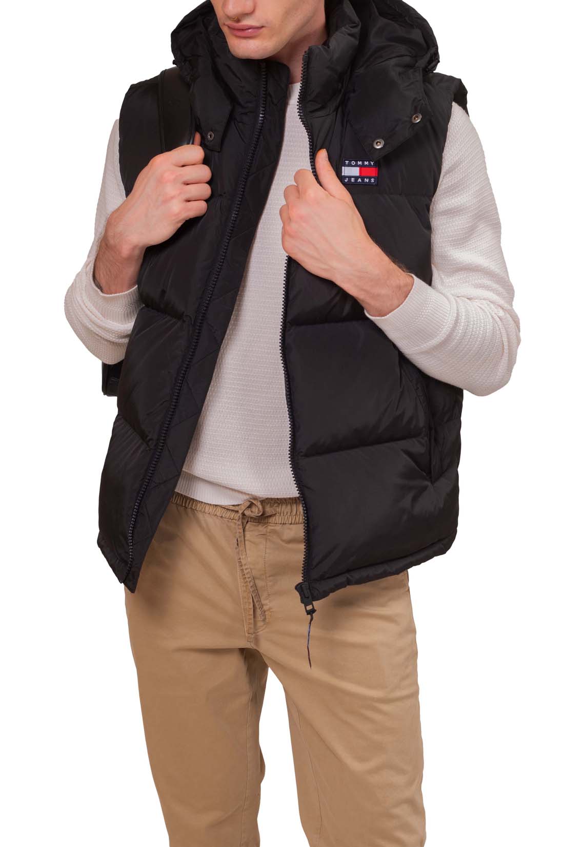 TOMMY JEANS - Men's sleeveless down jacket with removable hood-11