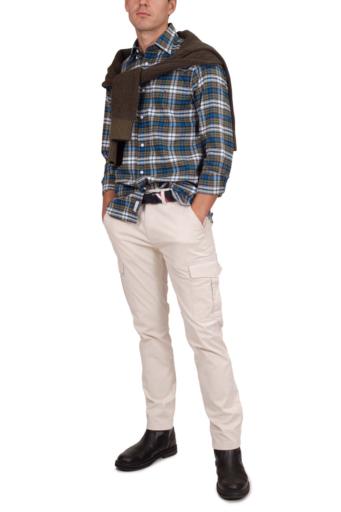 TOMMY JEANS - Men's slim cargo trousers with logo label  - Size W34 / L32-19