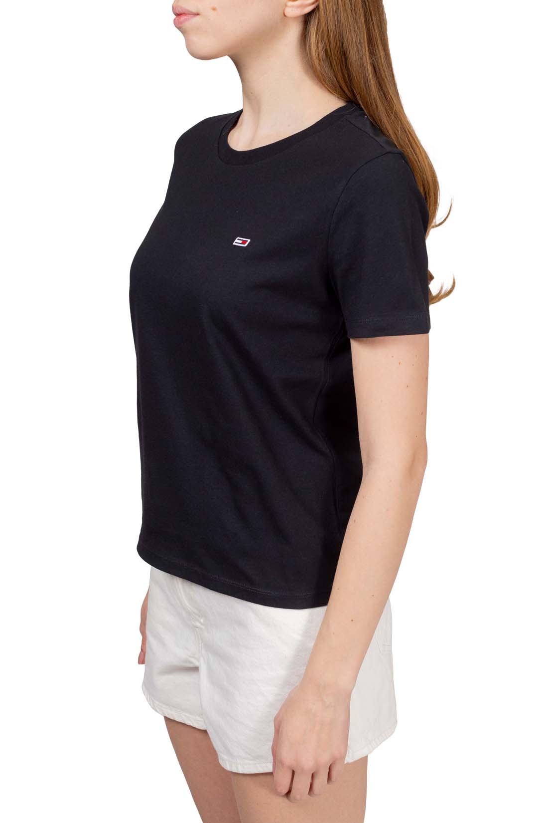 TOMMY JEANS - Women's regular T-shirt with flag embroidery  - Size M-11