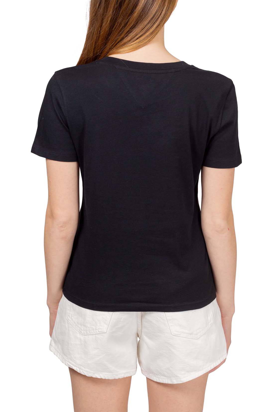 TOMMY JEANS - Women's regular T-shirt with flag embroidery  - Size M-2