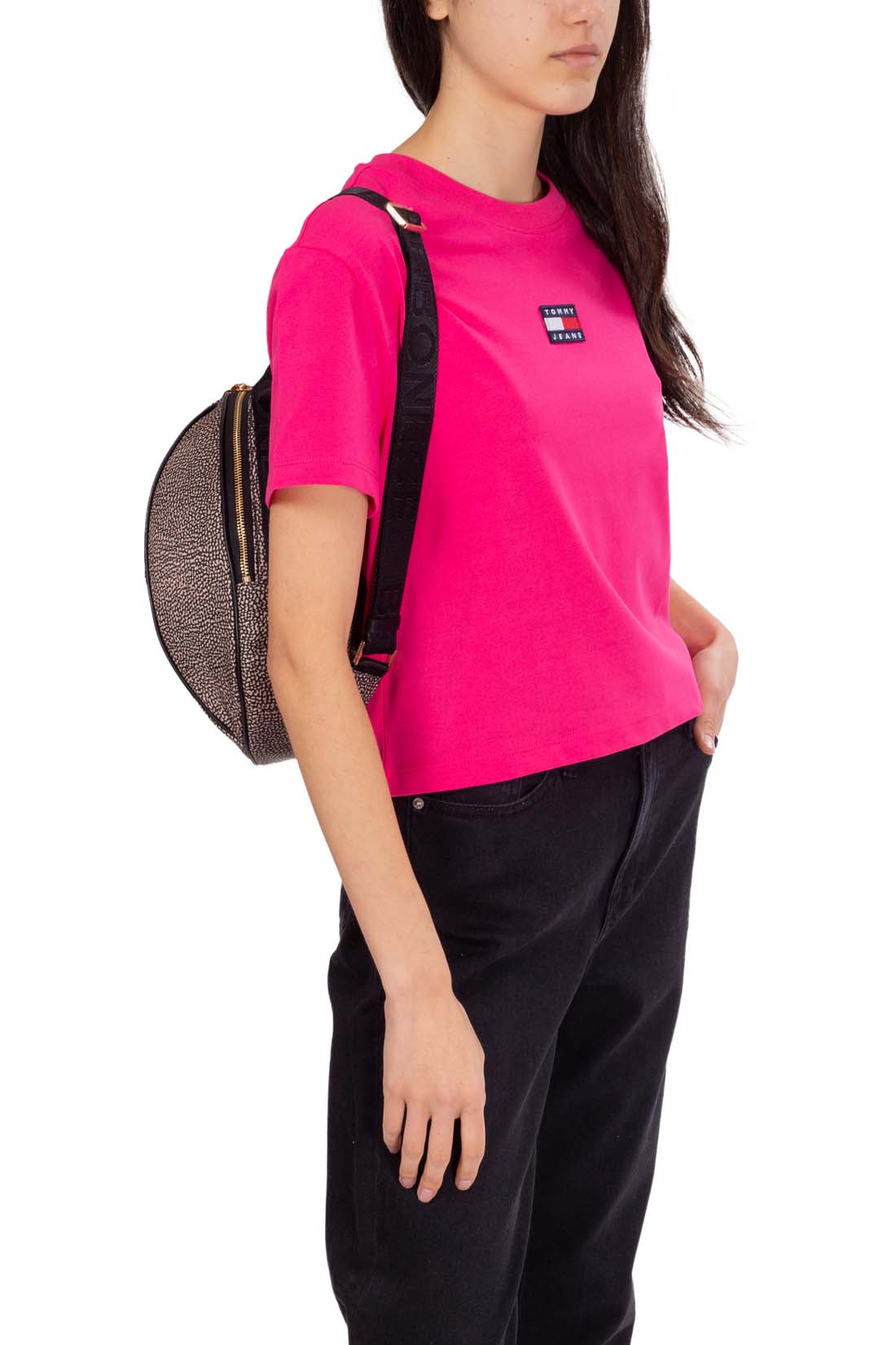 TOMMY JEANS - Women's boxy crop T-shirt with logo patch  - Size S-31