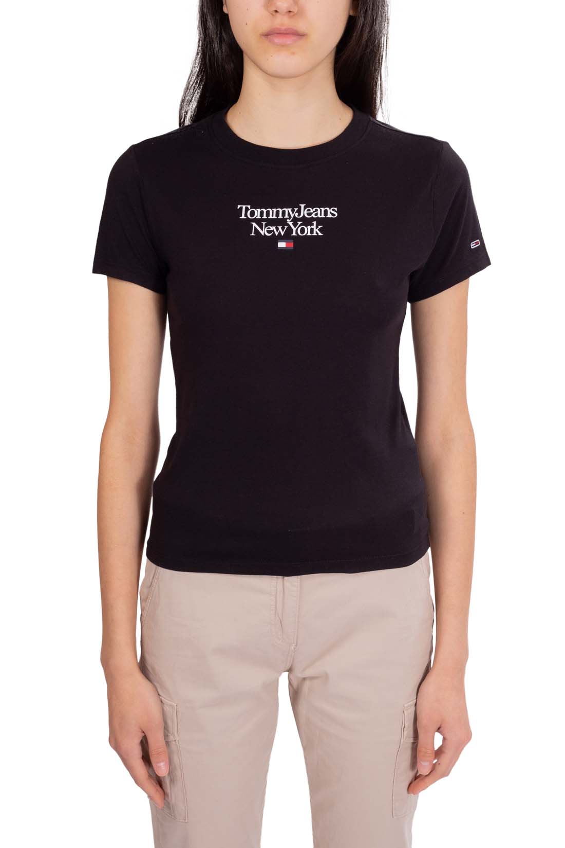 TOMMY JEANS - Women's short slim T-shirt with logo  - Size S-1