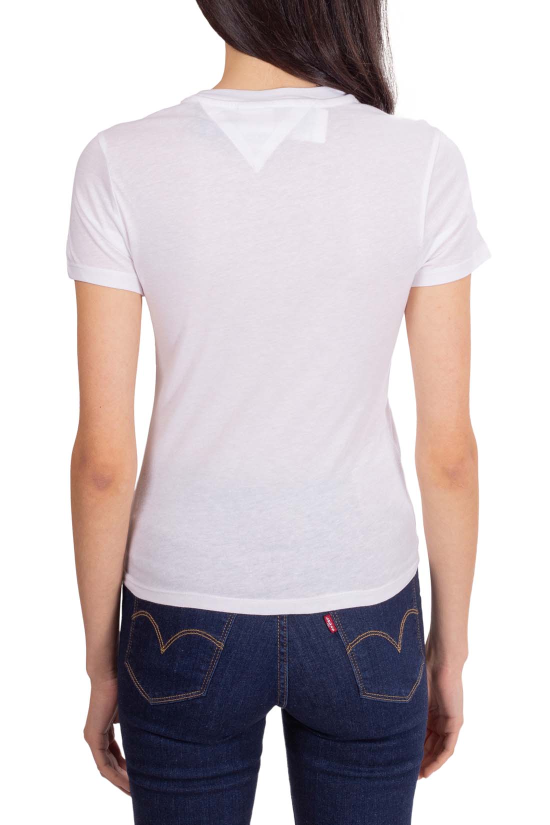 TOMMY JEANS - Women's short slim T-shirt with logo  - Size S-10