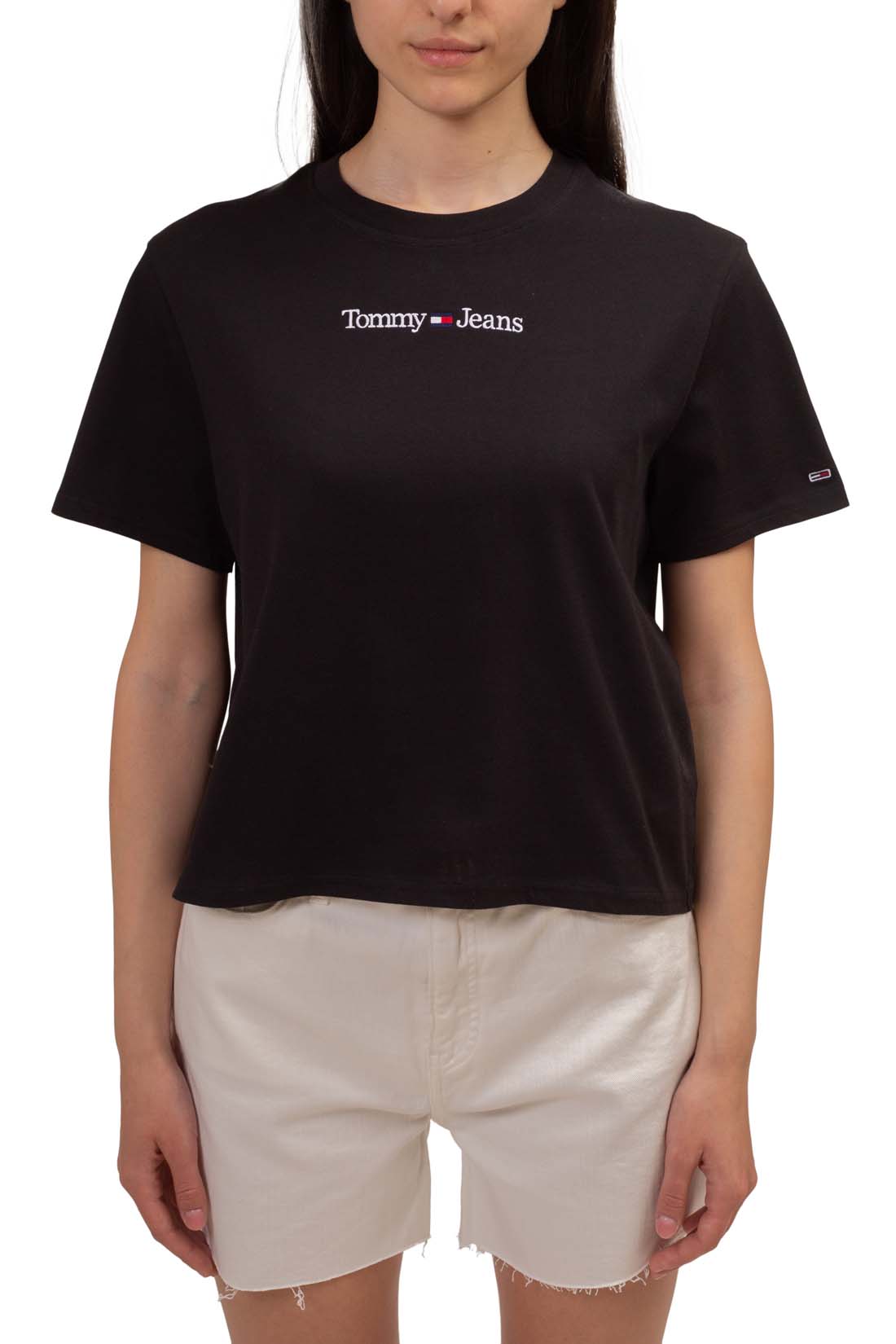 TOMMY JEANS - Women's boxy T-shirt with linear logo  - Size S-5