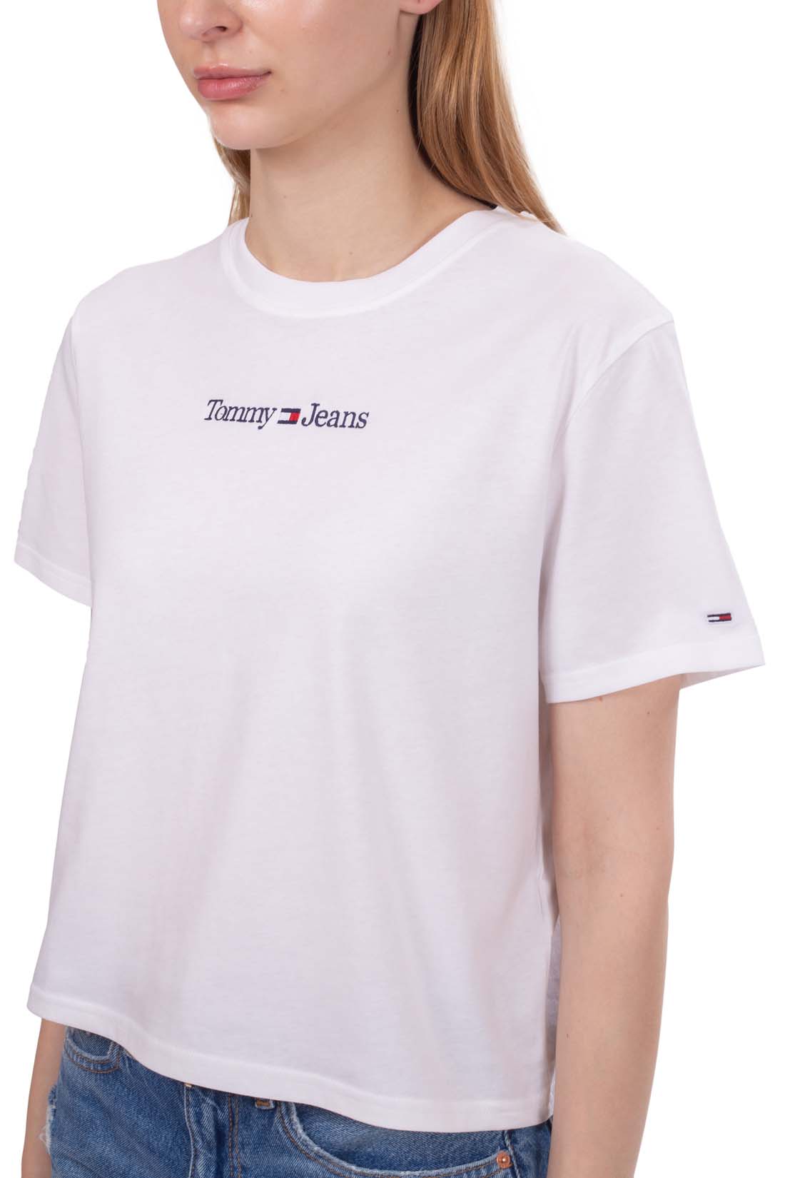 TOMMY JEANS - Women's boxy T-shirt with linear logo  - Size L-32
