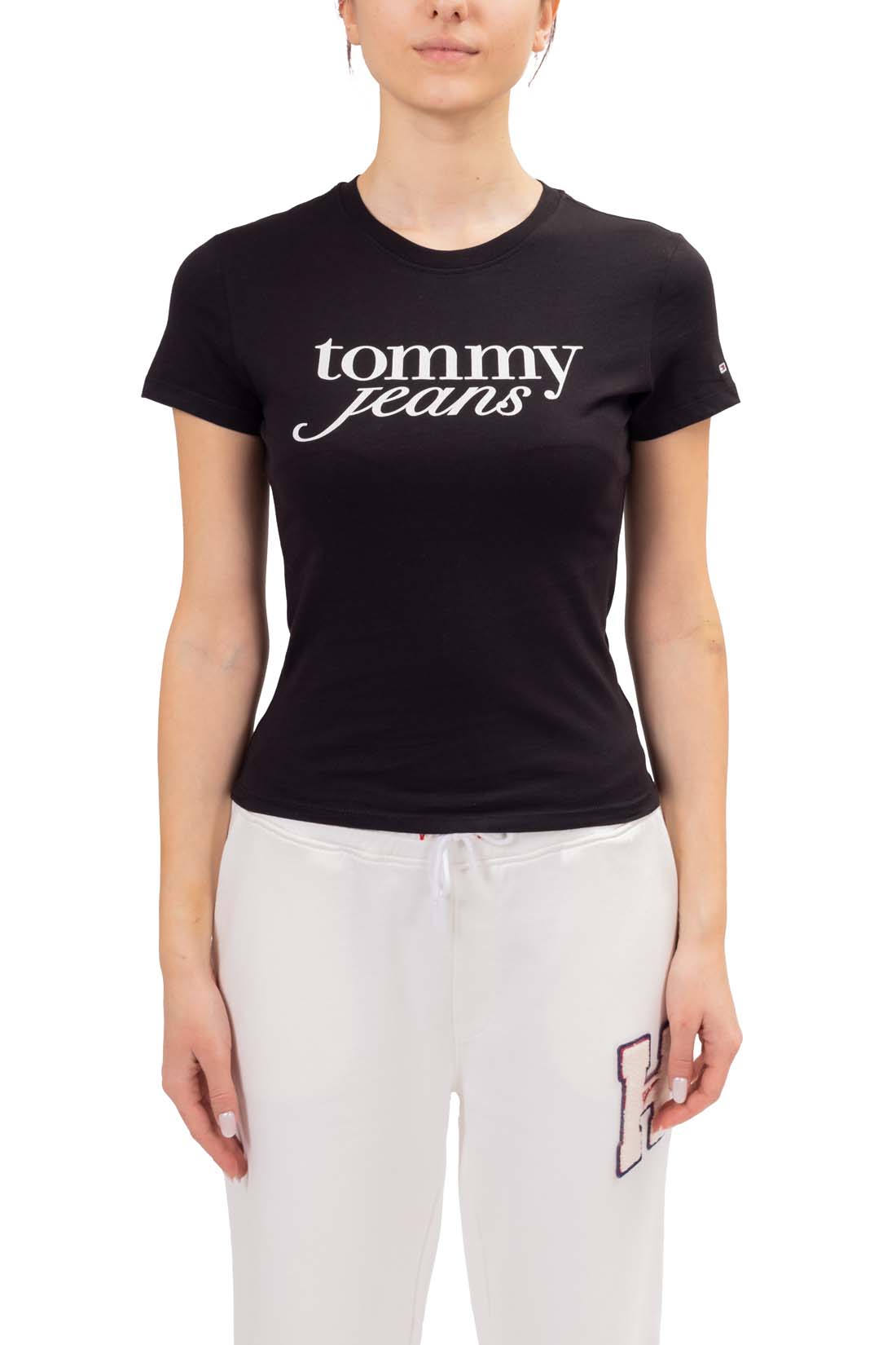 TOMMY JEANS - Women's slim T-shirt with logo print  - Size S-4
