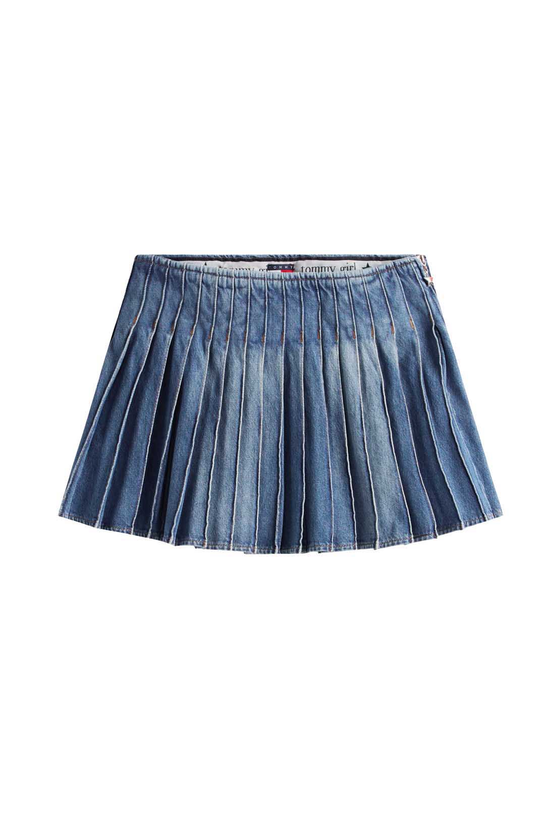 TOMMY JEANS - Women's denim pleated Tommy Girl mini skirt-11