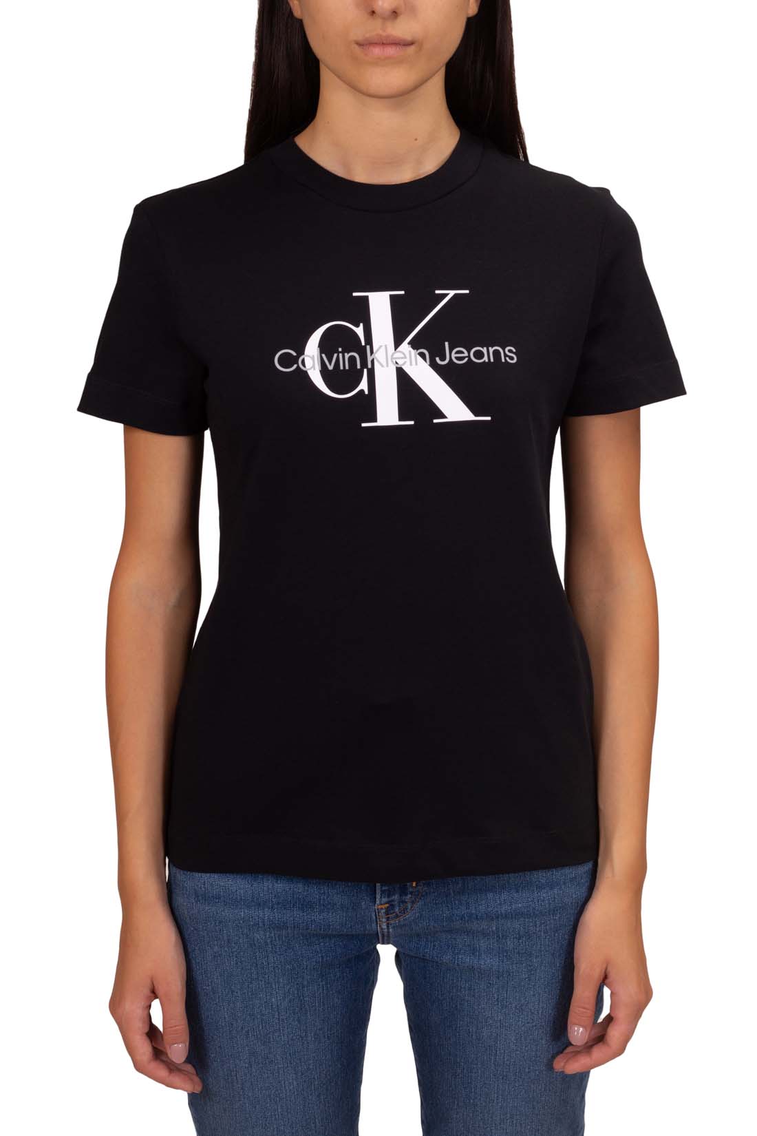 CALVIN KLEIN JEANS - Women's regular T-shirt with monogram  - Size L-13