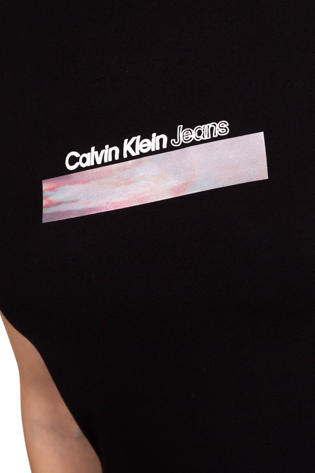 CALVIN KLEIN JEANS - Women's crop T-shirt with satin application - Size M-0