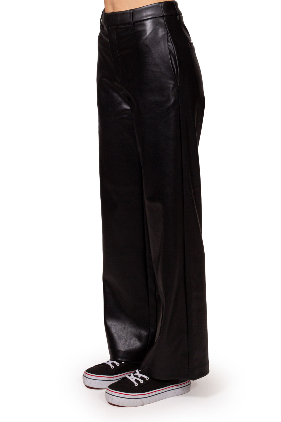 CALVIN KLEIN JEANS - Women's straight faux-leather trousers-1