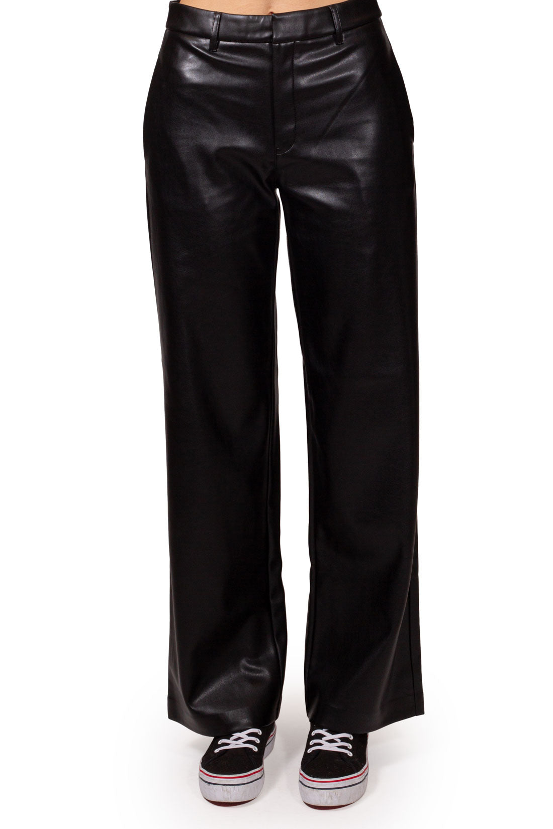 CALVIN KLEIN JEANS - Women's straight faux-leather trousers-3