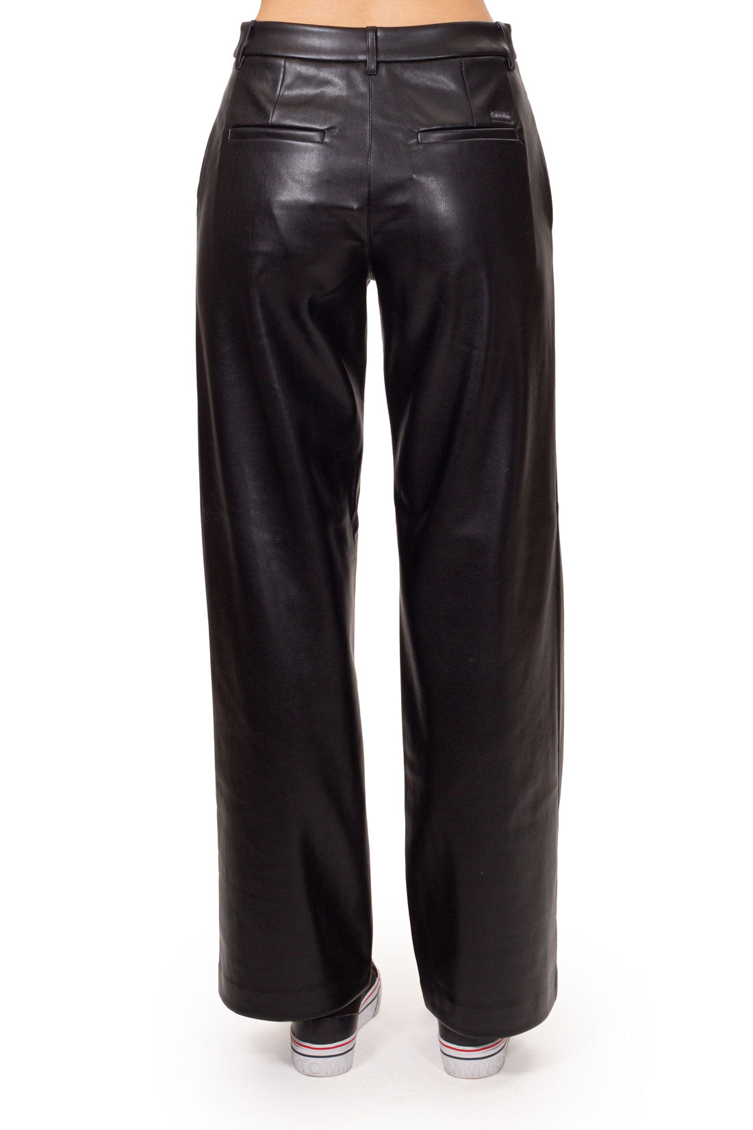 CALVIN KLEIN JEANS - Women's straight faux-leather trousers-14