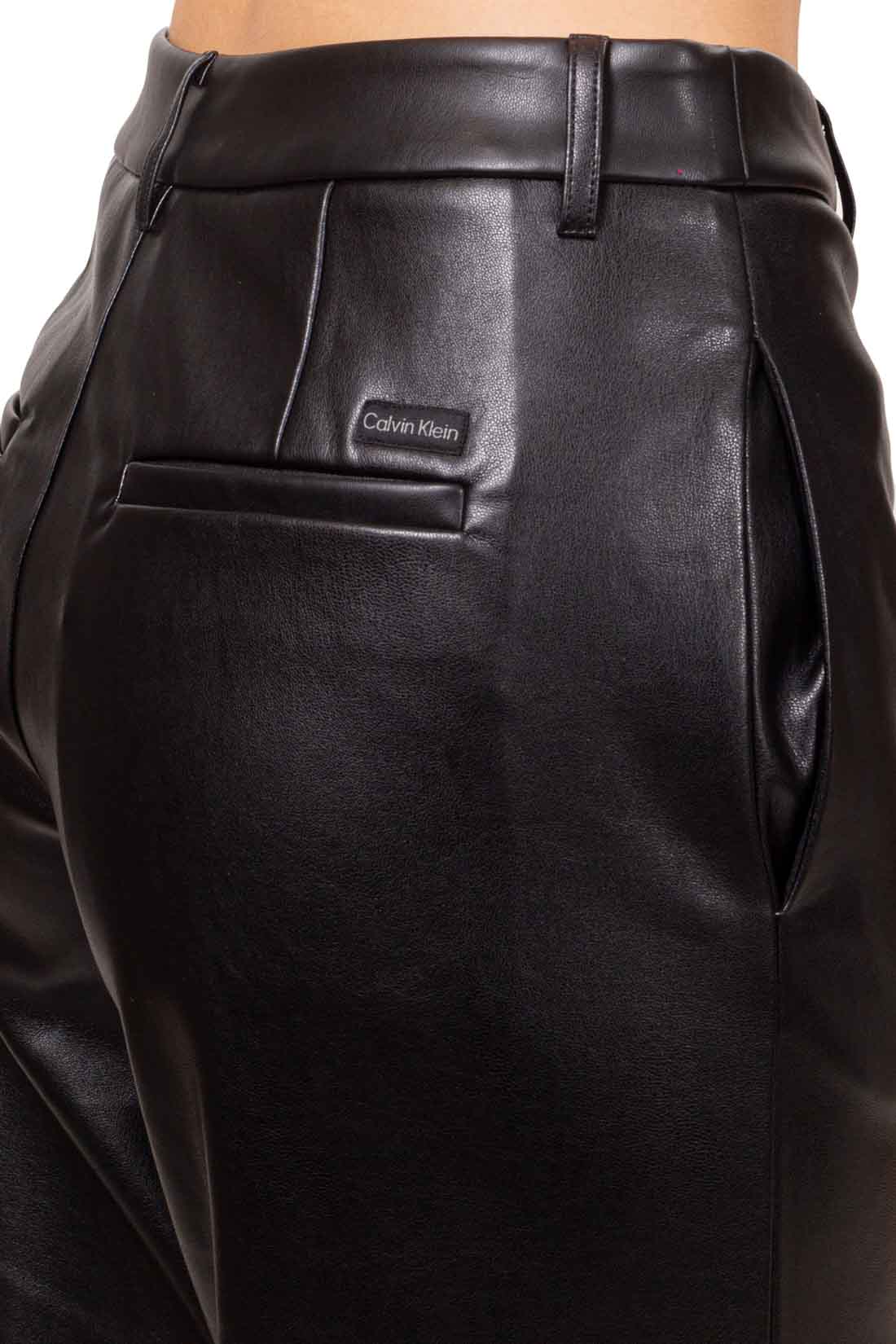 CALVIN KLEIN JEANS - Women's straight faux-leather trousers-4
