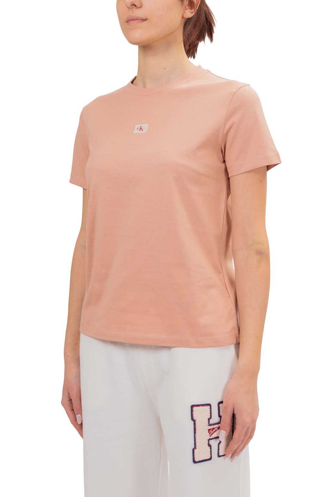 CALVIN KLEIN JEANS - Women's T-shirt with logo patch  - Size L-5