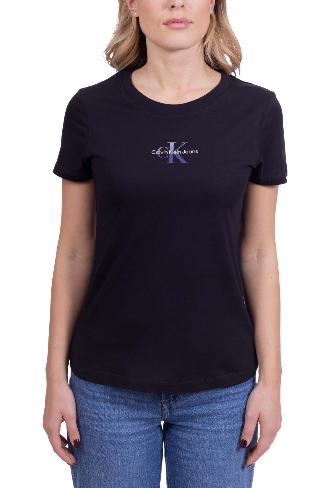 CALVIN KLEIN JEANS - Women's slim T-shirt with iridescent logo  - Size M-3