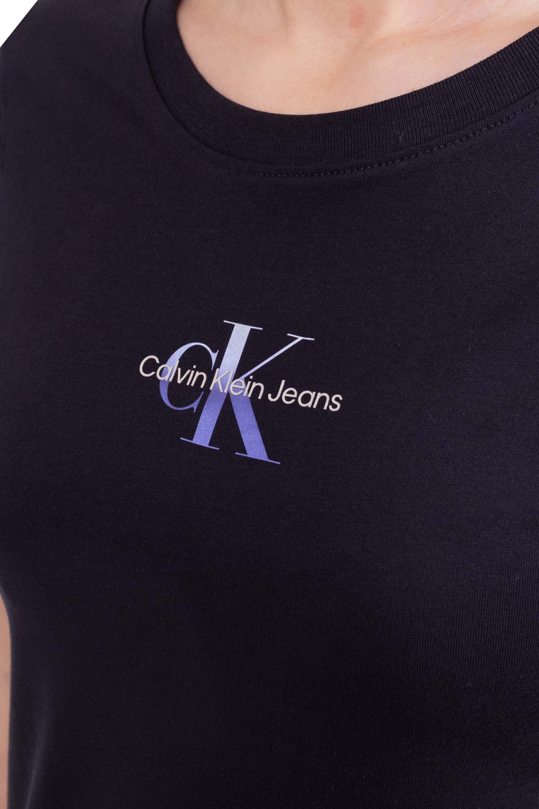 CALVIN KLEIN JEANS - Women's slim T-shirt with iridescent logo  - Size M-4