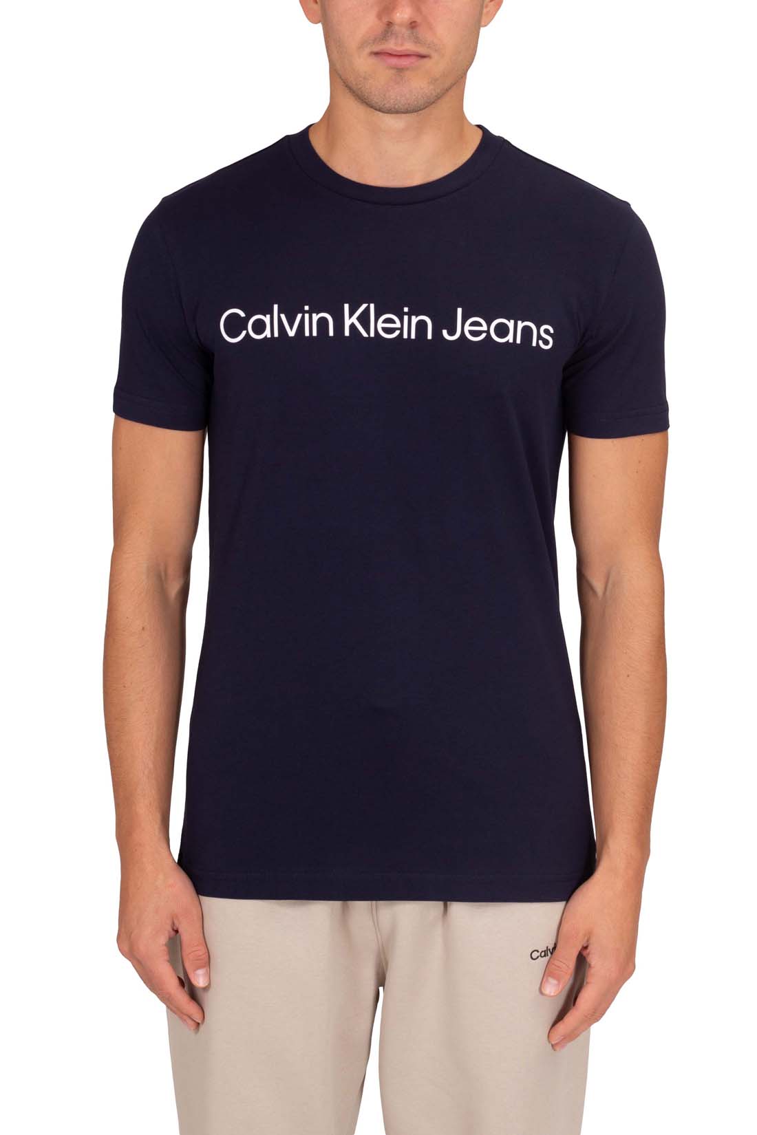 CALVIN KLEIN JEANS - Men's slim T-shirt with linear logo  - Size XL-1