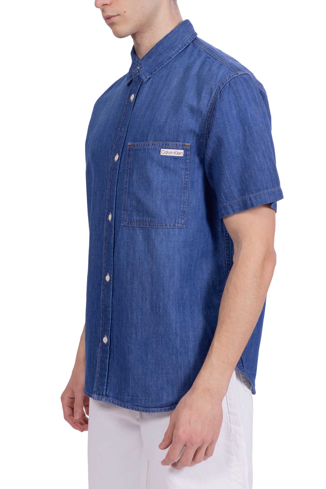 CALVIN KLEIN JEANS - Men's regular denim shirt with short sleeves-5