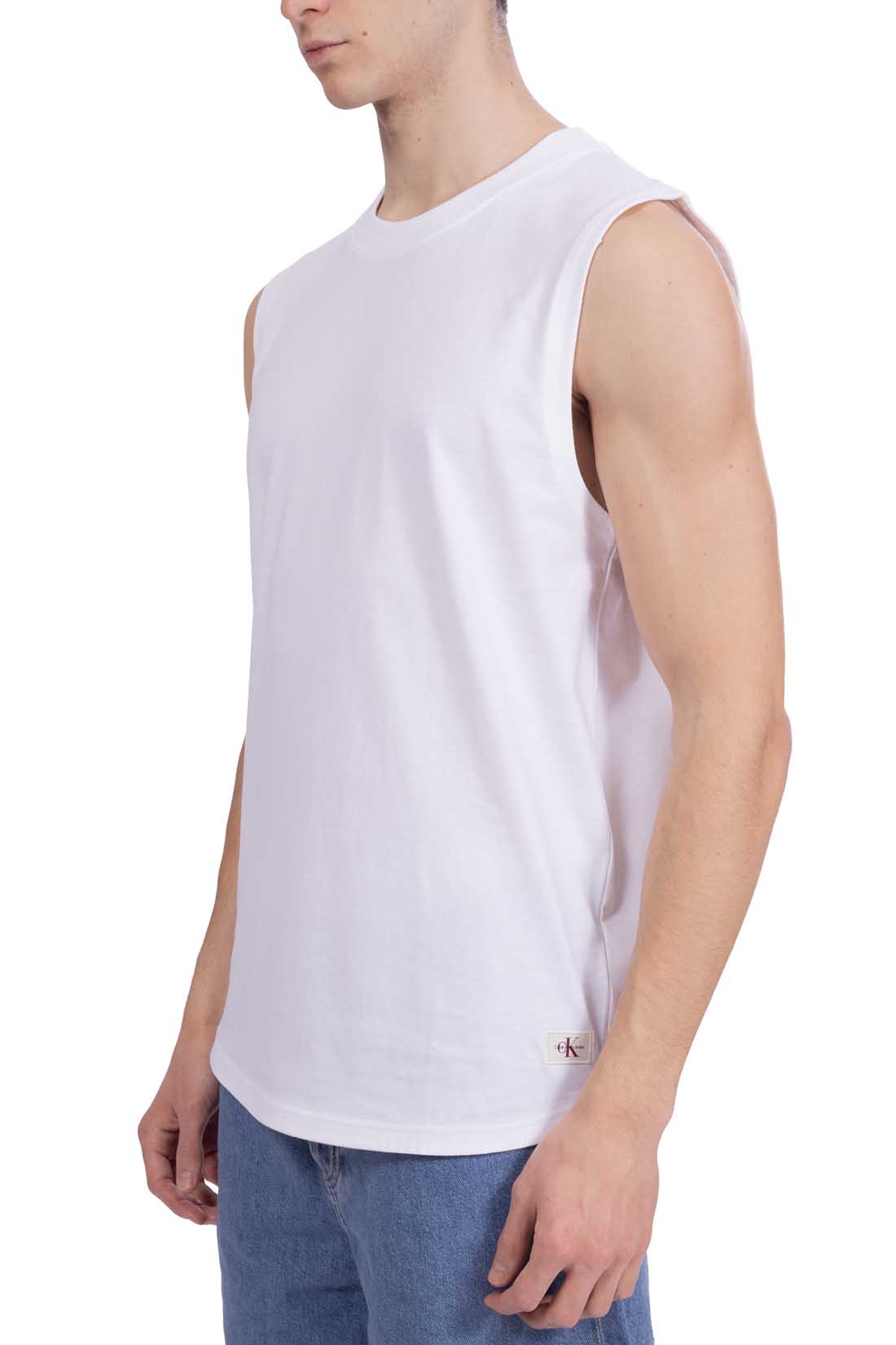 CALVIN KLEIN JEANS - Men's long tank top with logo patch  - Size L-17