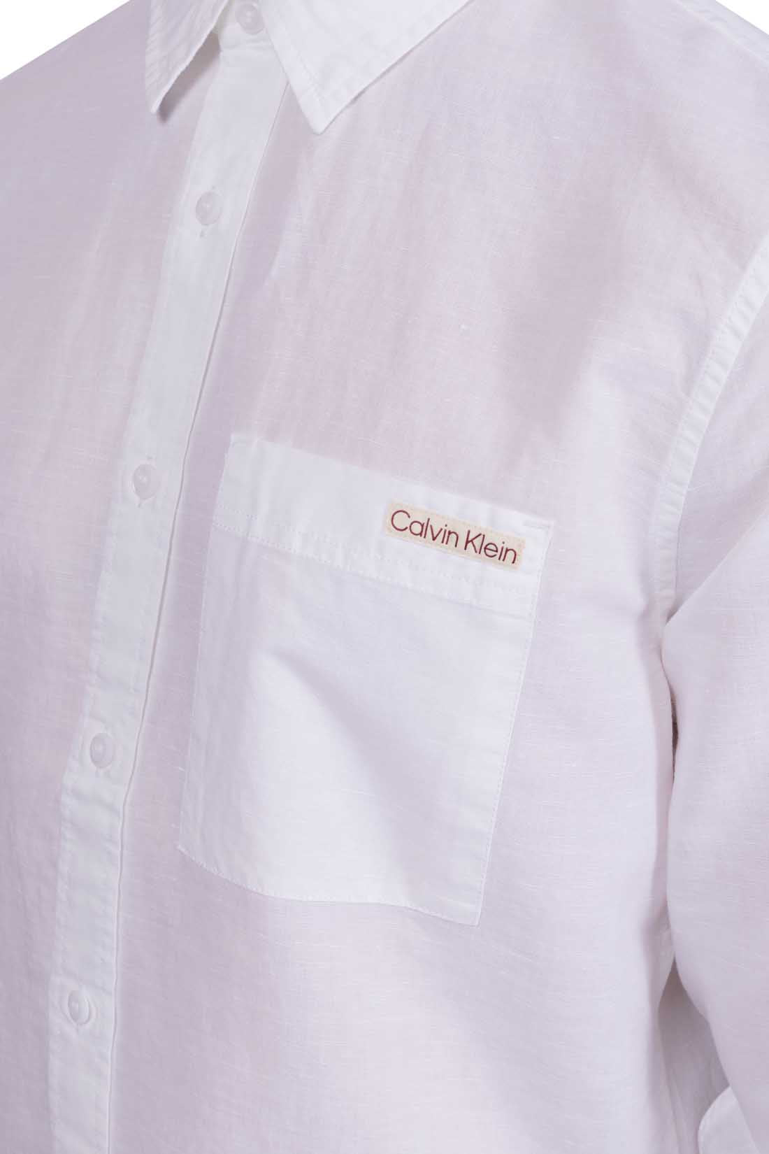 CALVIN KLEIN JEANS - Men's regular linen blend shirt-0