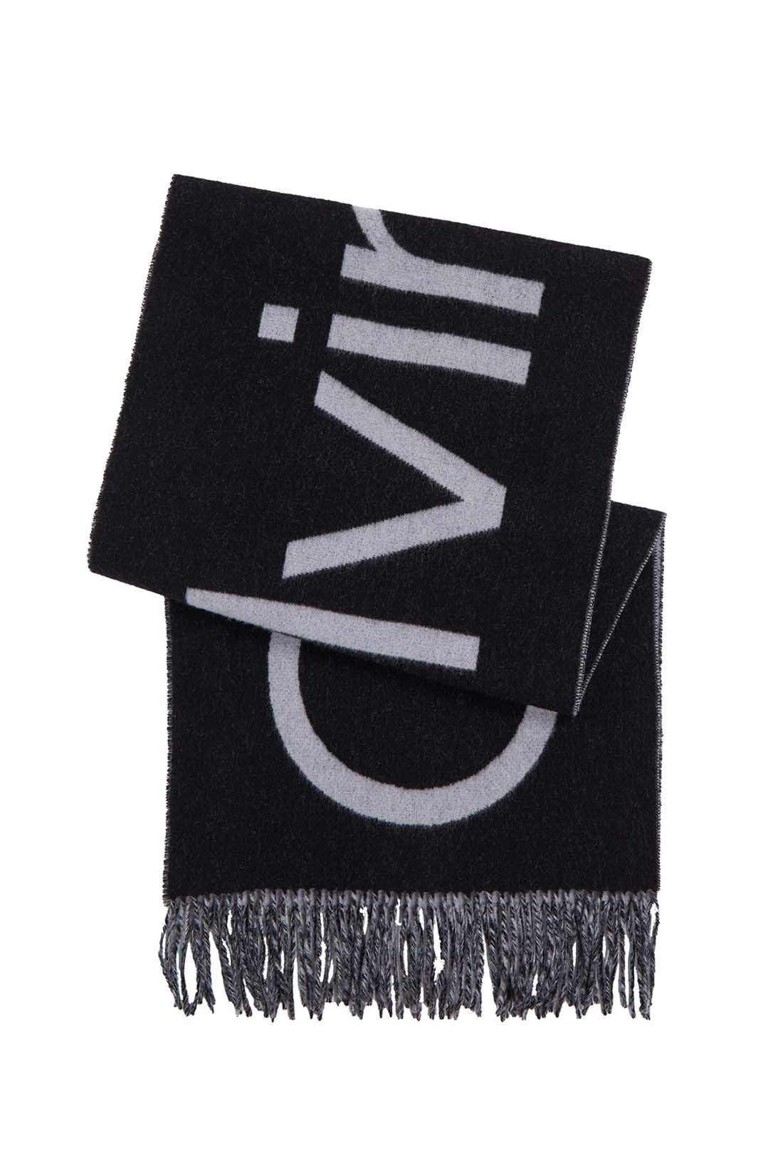 CALVIN KLEIN JEANS - Men's wool scarf with fringes-2