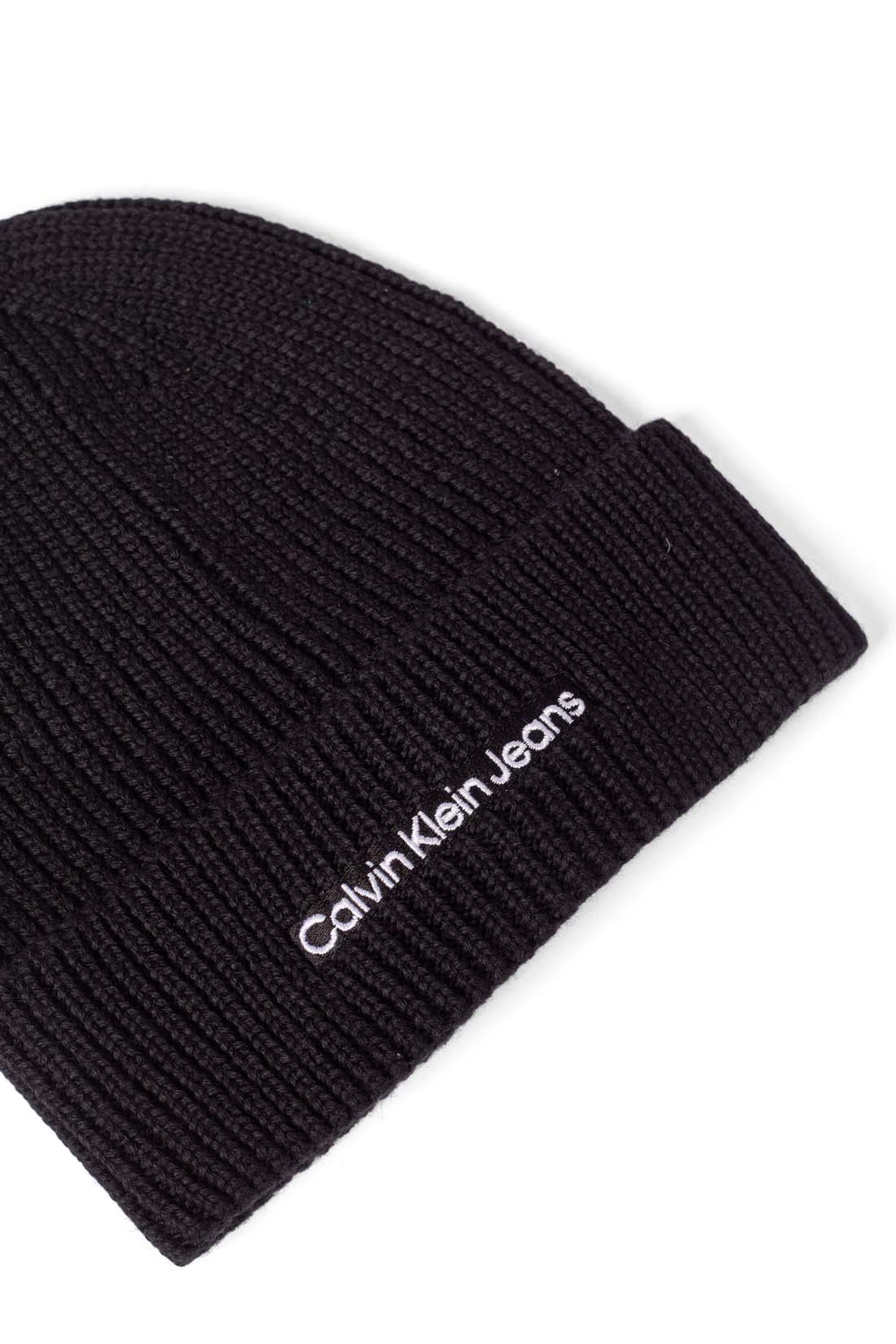 CALVIN KLEIN JEANS - Women's beanie with linear logo in wool blend-3