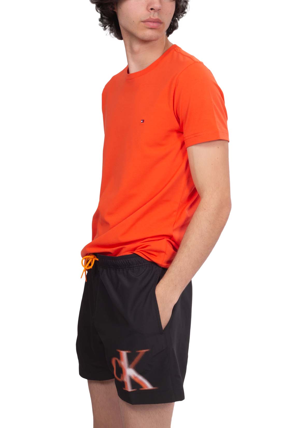 CALVIN KLEIN - Men's swim shorts with contrasting monogram  - Size L-3