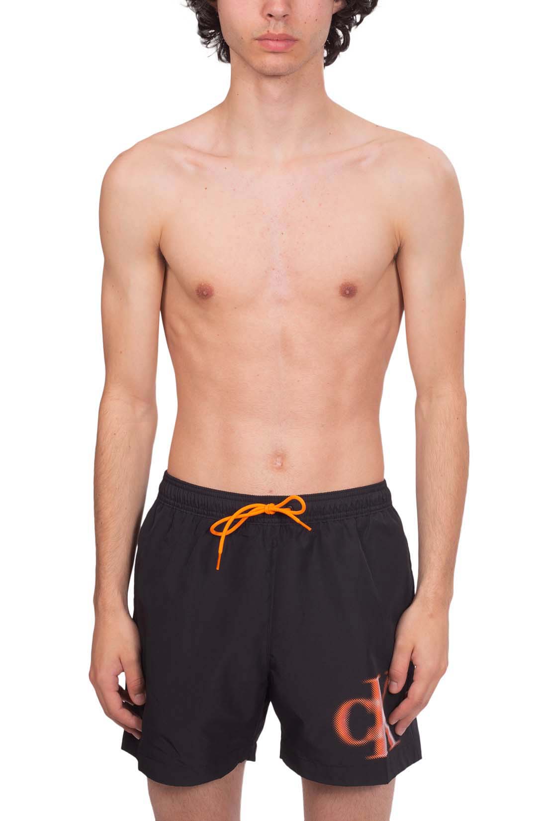 CALVIN KLEIN - Men's swim shorts with contrasting monogram  - Size L-1