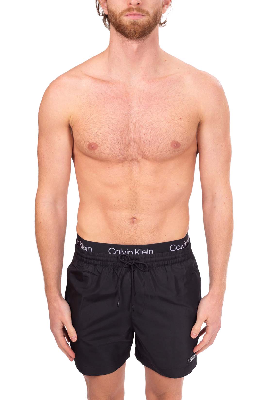 CALVIN KLEIN - Men's swim shorts with repeated logo  - Size L-1