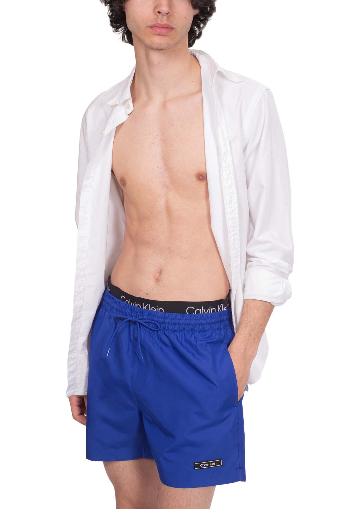 CALVIN KLEIN - Men's swim shorts with repeated logo  - Size L-15