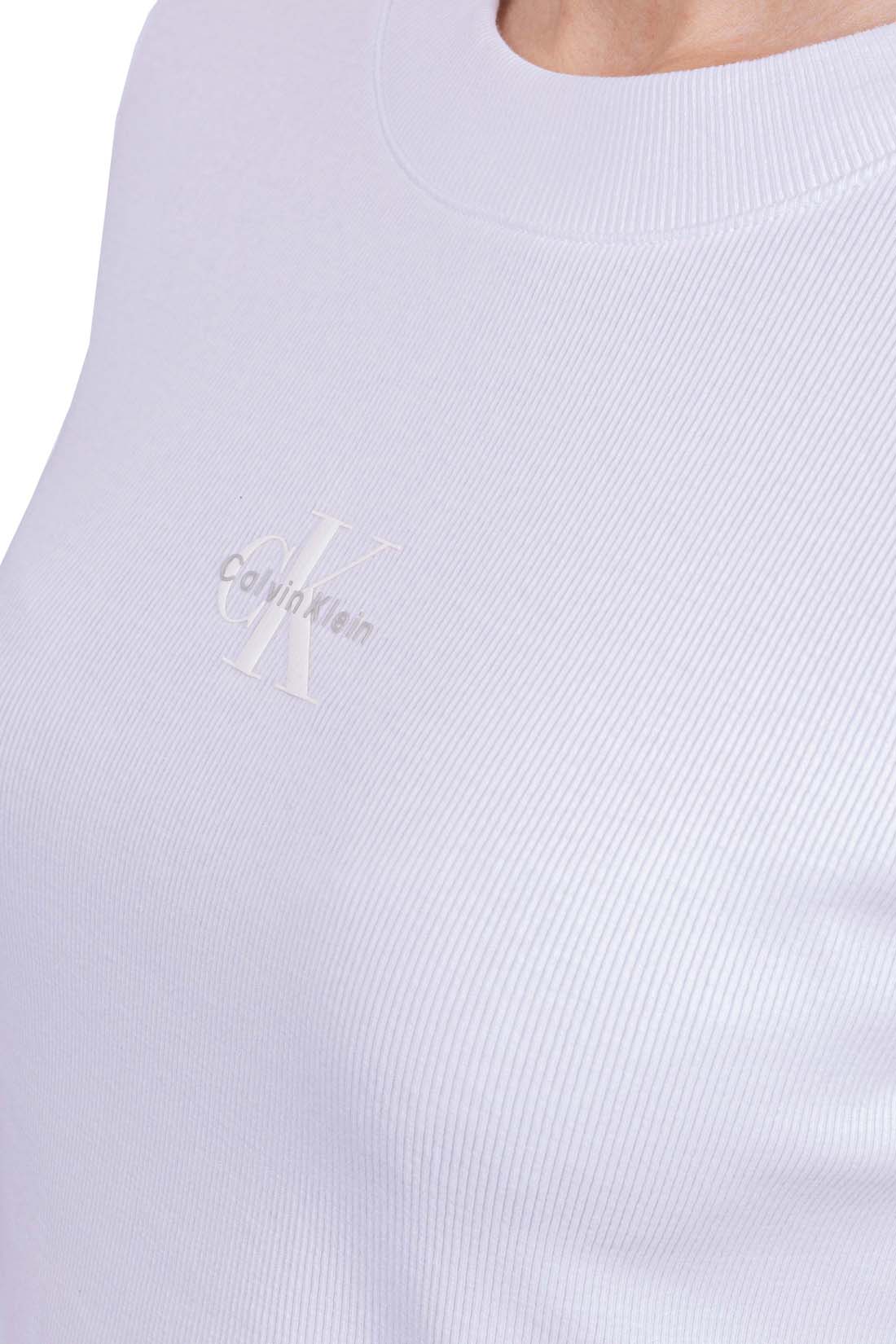 CALVIN KLEIN JEANS - Women's slim crop ribbed T-shirt  - Size L-12