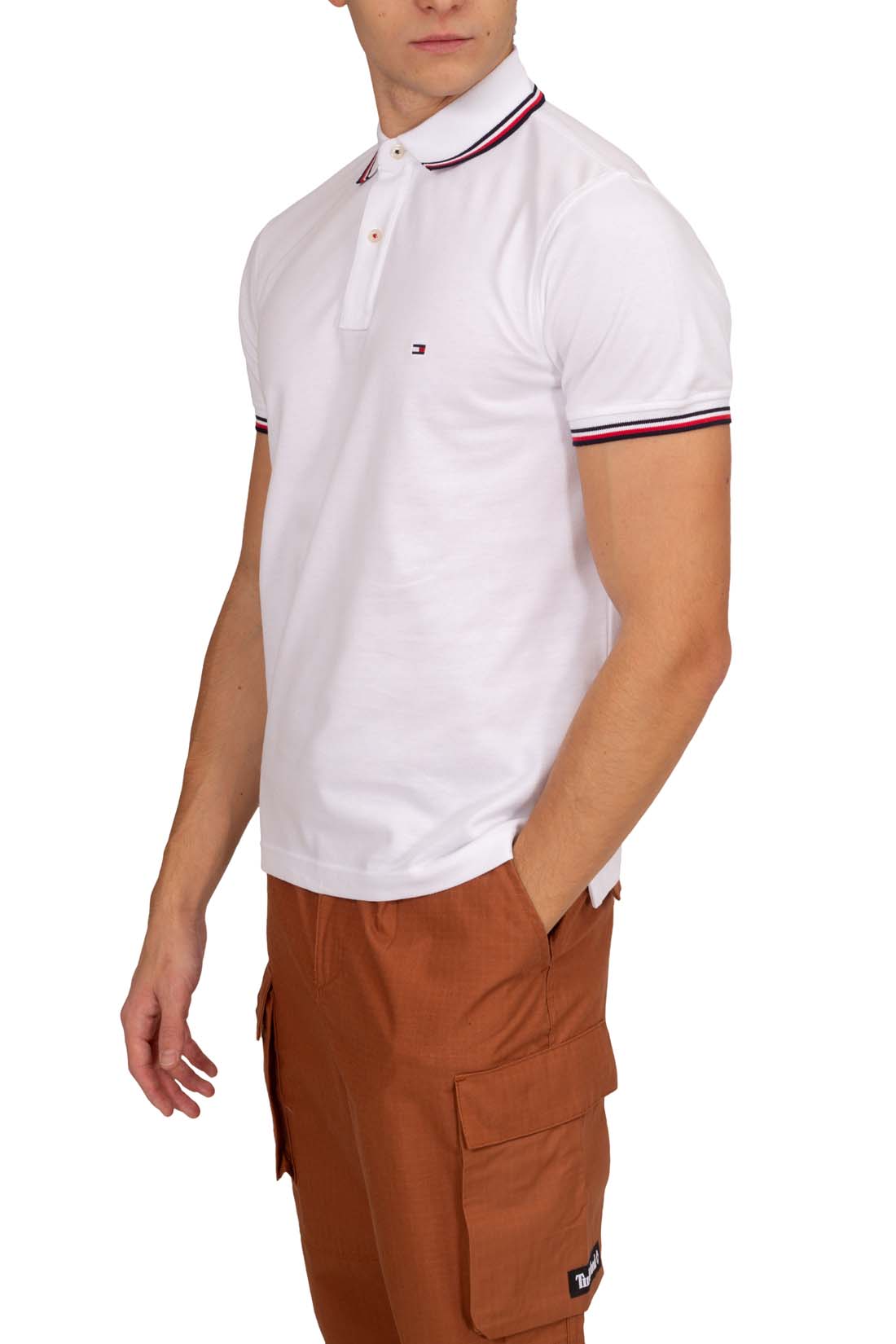 TOMMY HILFIGER - Men's slim polo shirt with contrasting profiles  - Size XXL-3