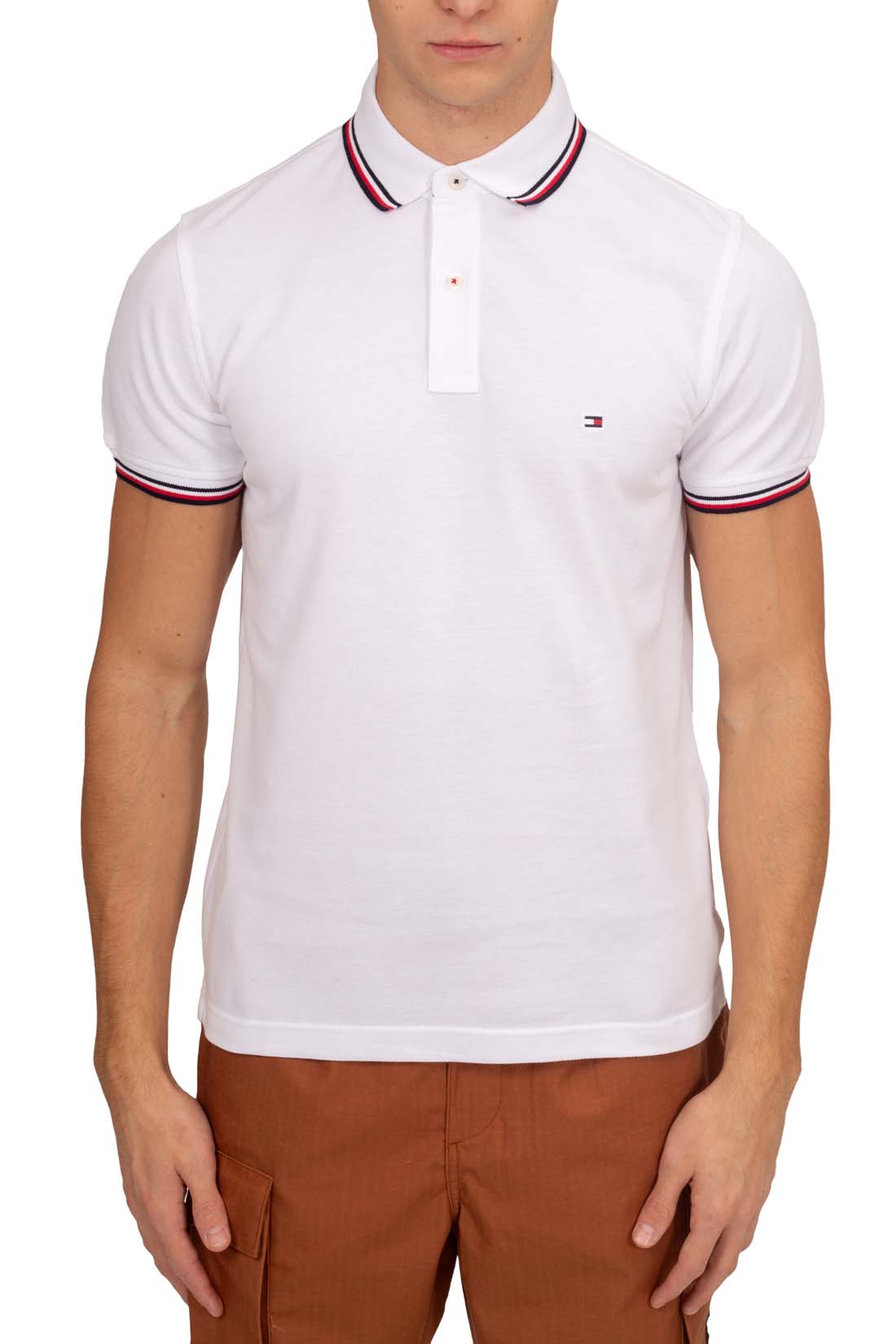 TOMMY HILFIGER - Men's slim polo shirt with contrasting profiles  - Size XXL-1