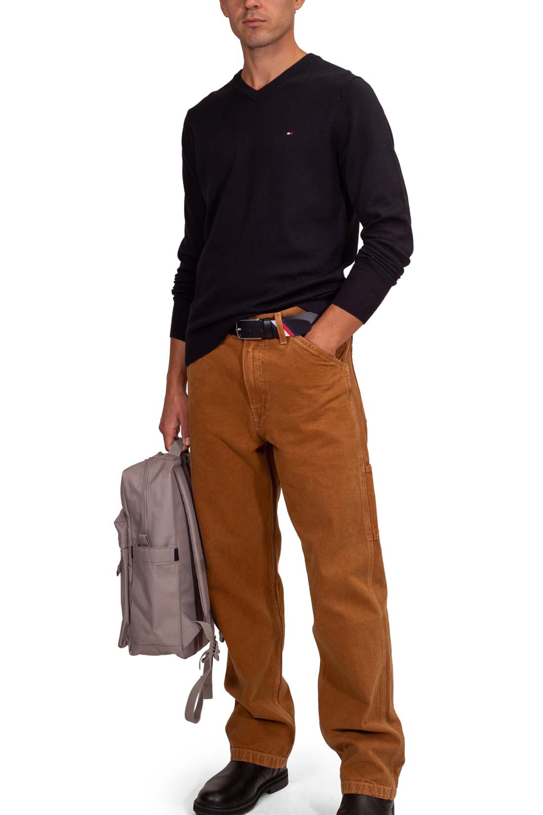 TOMMY HILFIGER - Men's cashmere blend sweater with v-neck  - Size XXL-39