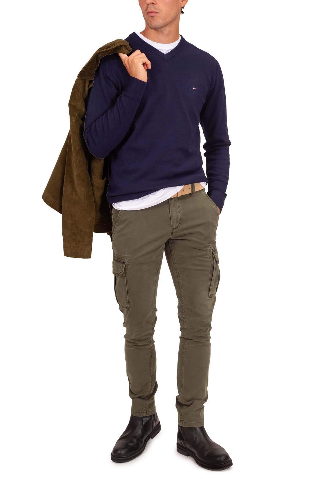 TOMMY HILFIGER - Men's cashmere blend sweater with v-neck  - Size XXL-3