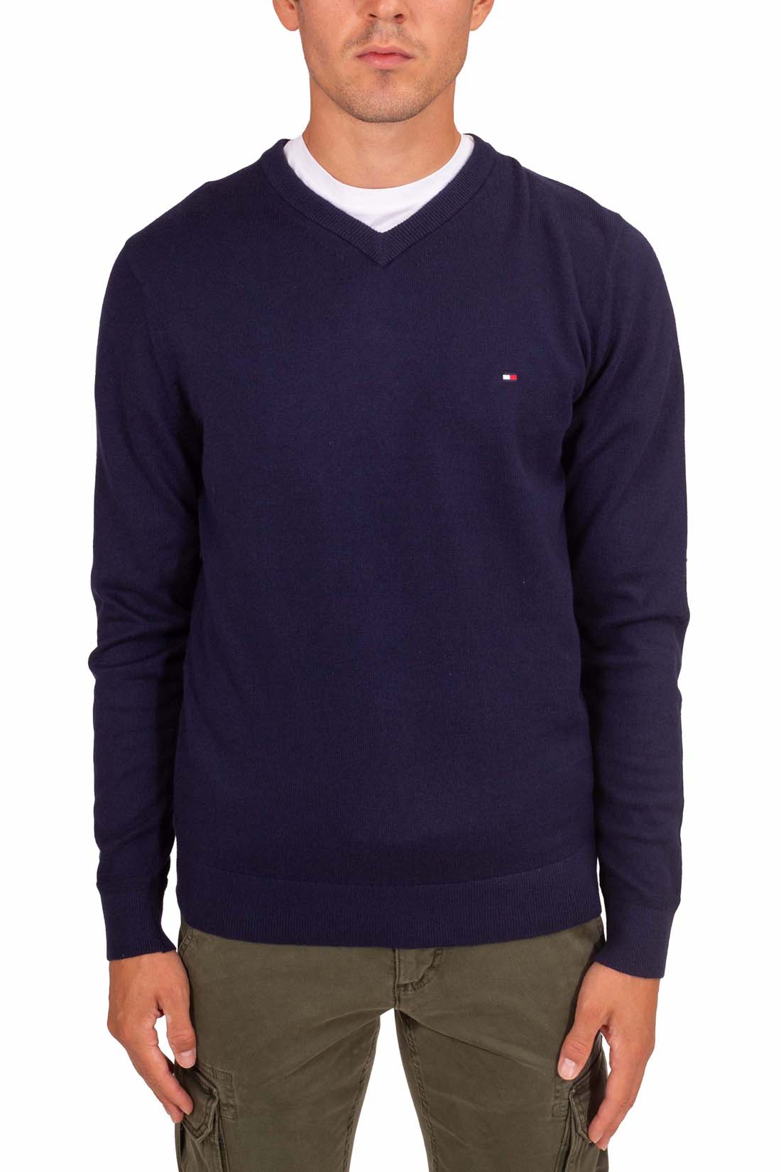 TOMMY HILFIGER - Men's cashmere blend sweater with v-neck  - Size XXL-1