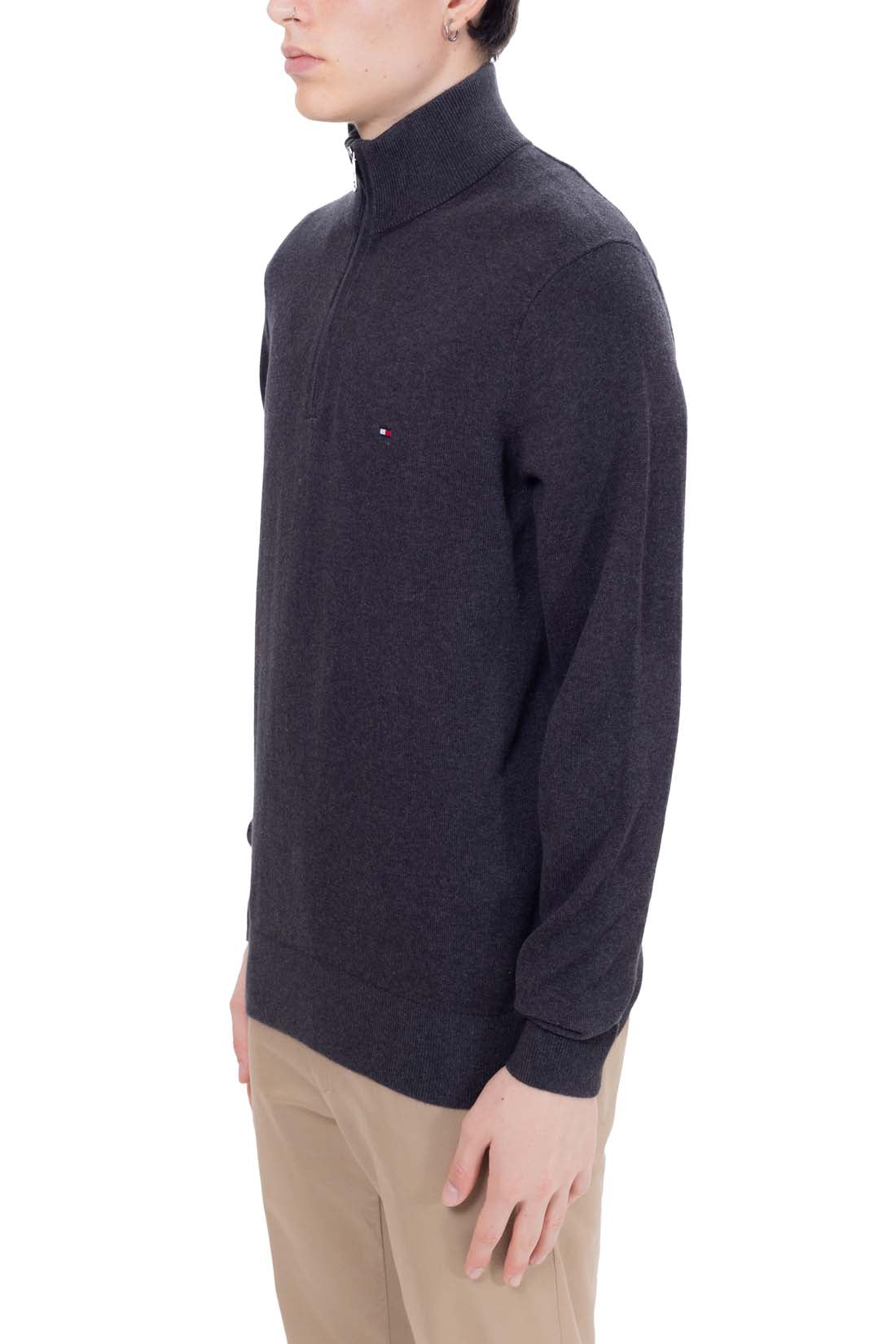TOMMY HILFIGER - Men's cashmere blend sweater with zip-1