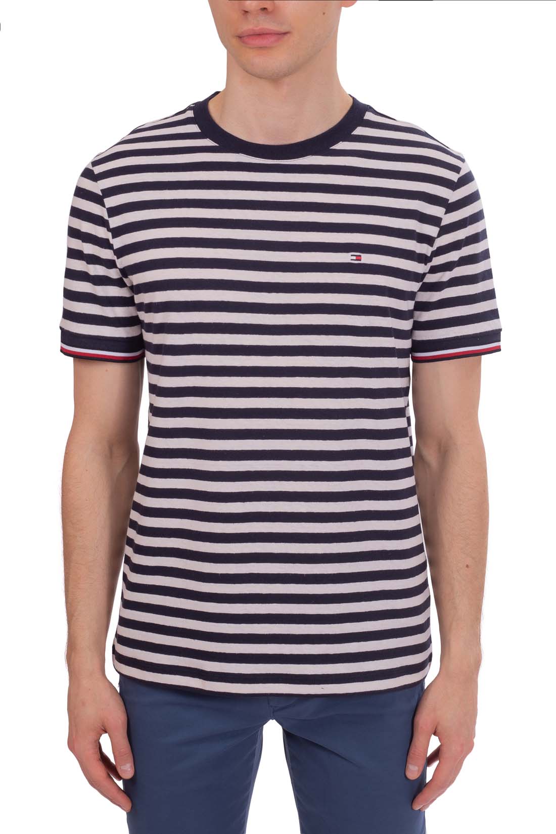 TOMMY HILFIGER - Men's striped T-shirt in linen blend-5