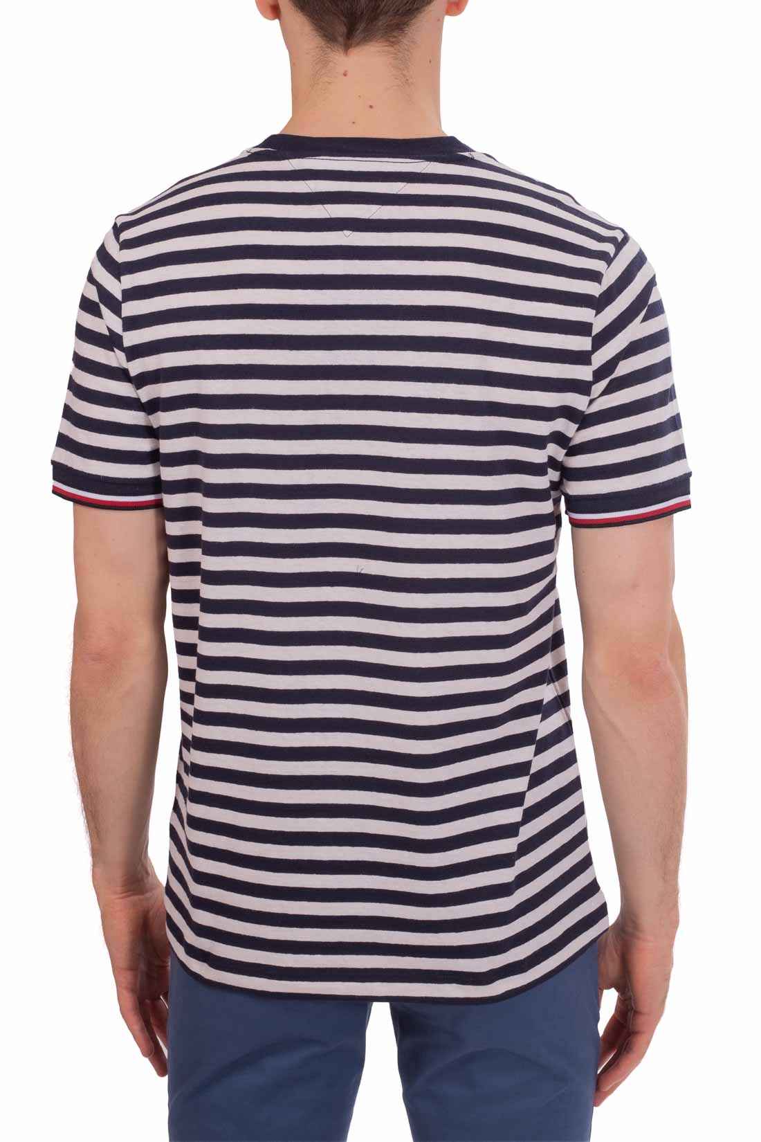 TOMMY HILFIGER - Men's striped T-shirt in linen blend-2