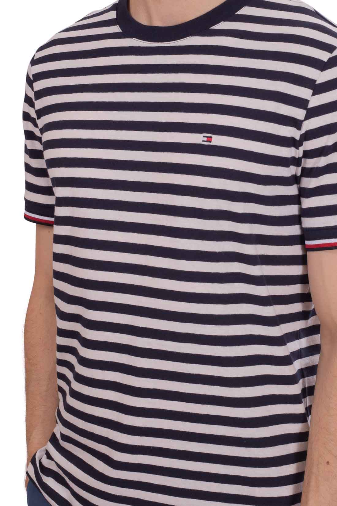 TOMMY HILFIGER - Men's striped T-shirt in linen blend-0