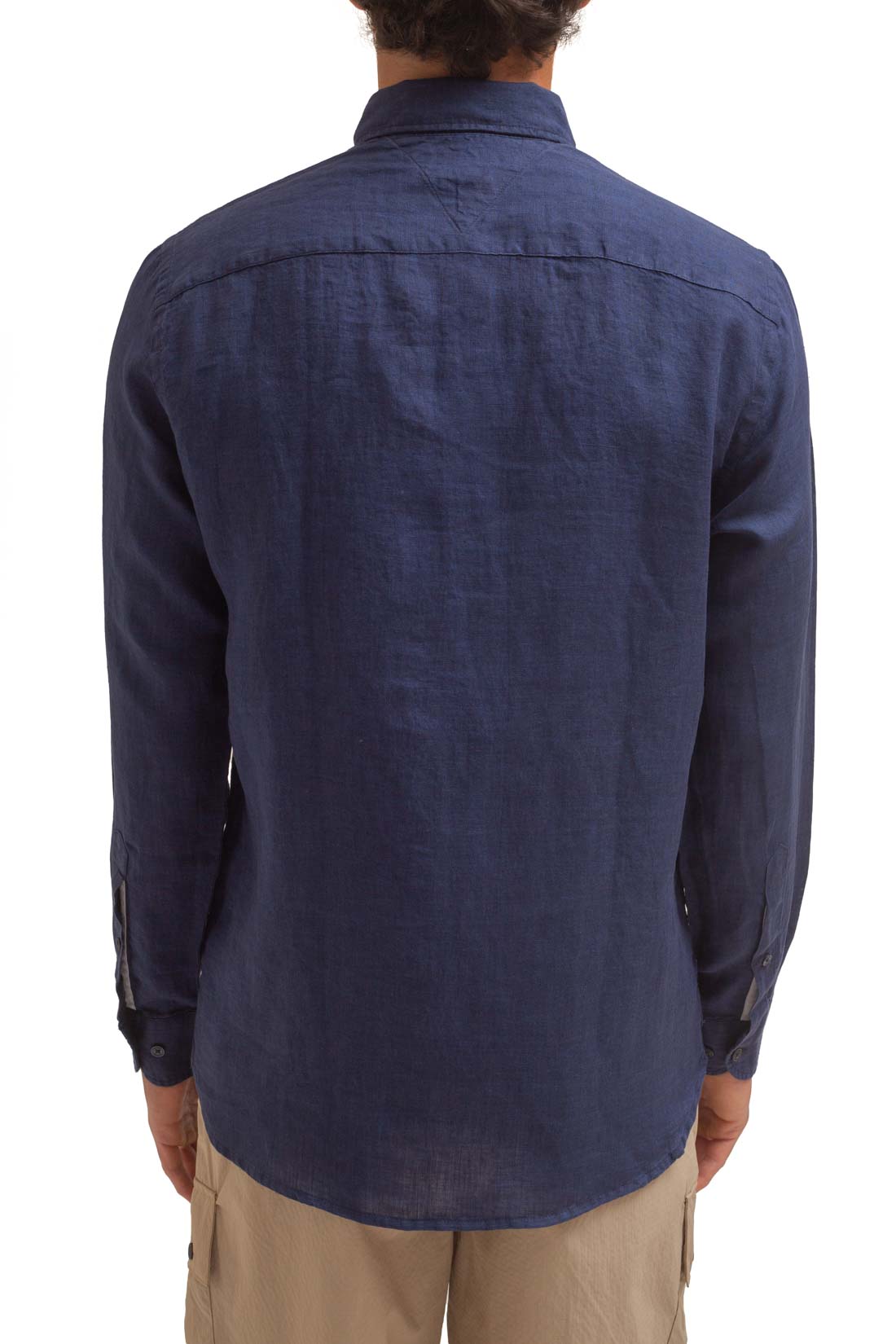 TOMMY HILFIGER - Men's regular linen shirt with logo  - Size M-2
