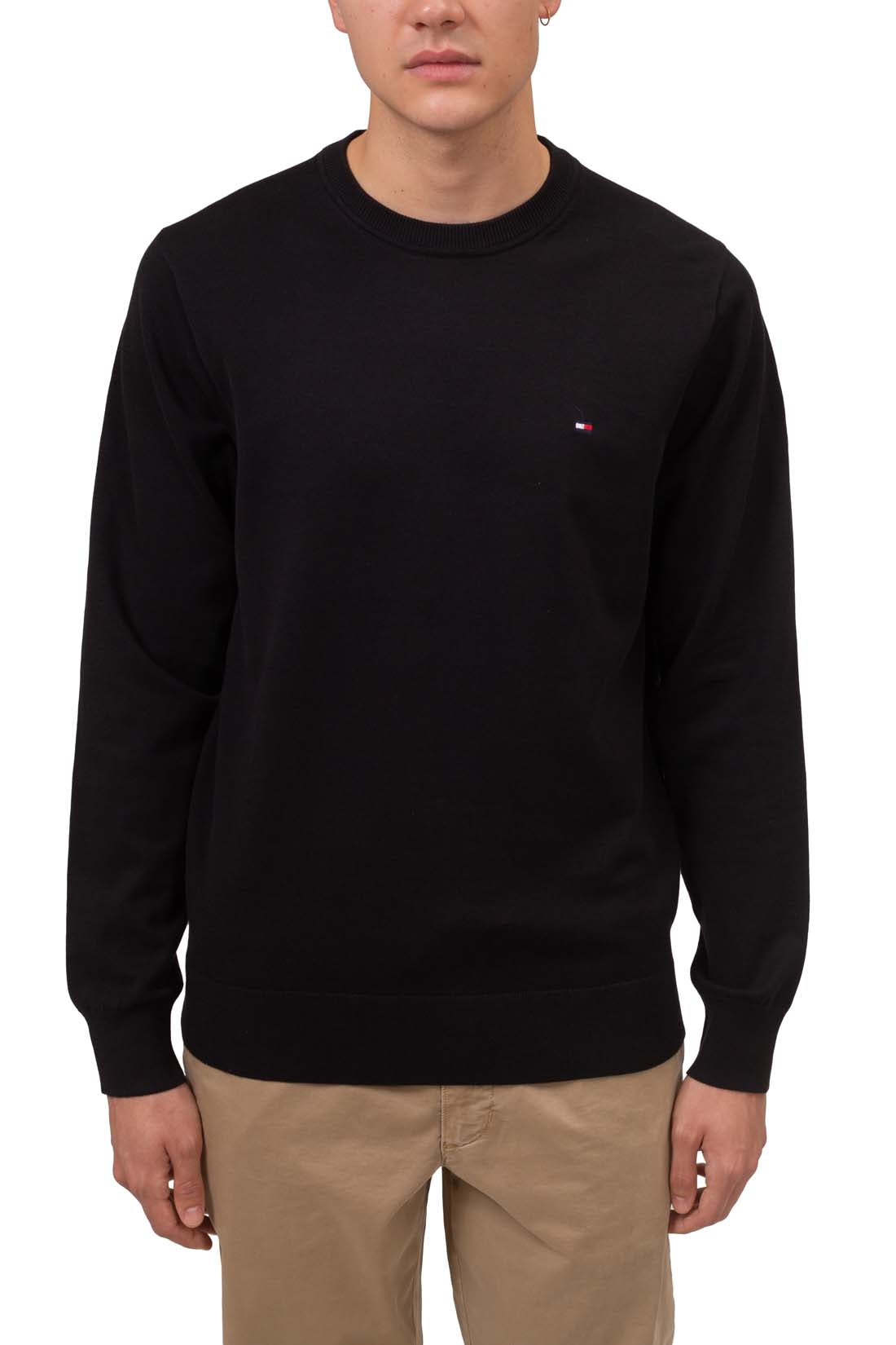 TOMMY HILFIGER - Men's basic regular pullover with flag embroidery  - Size L-1