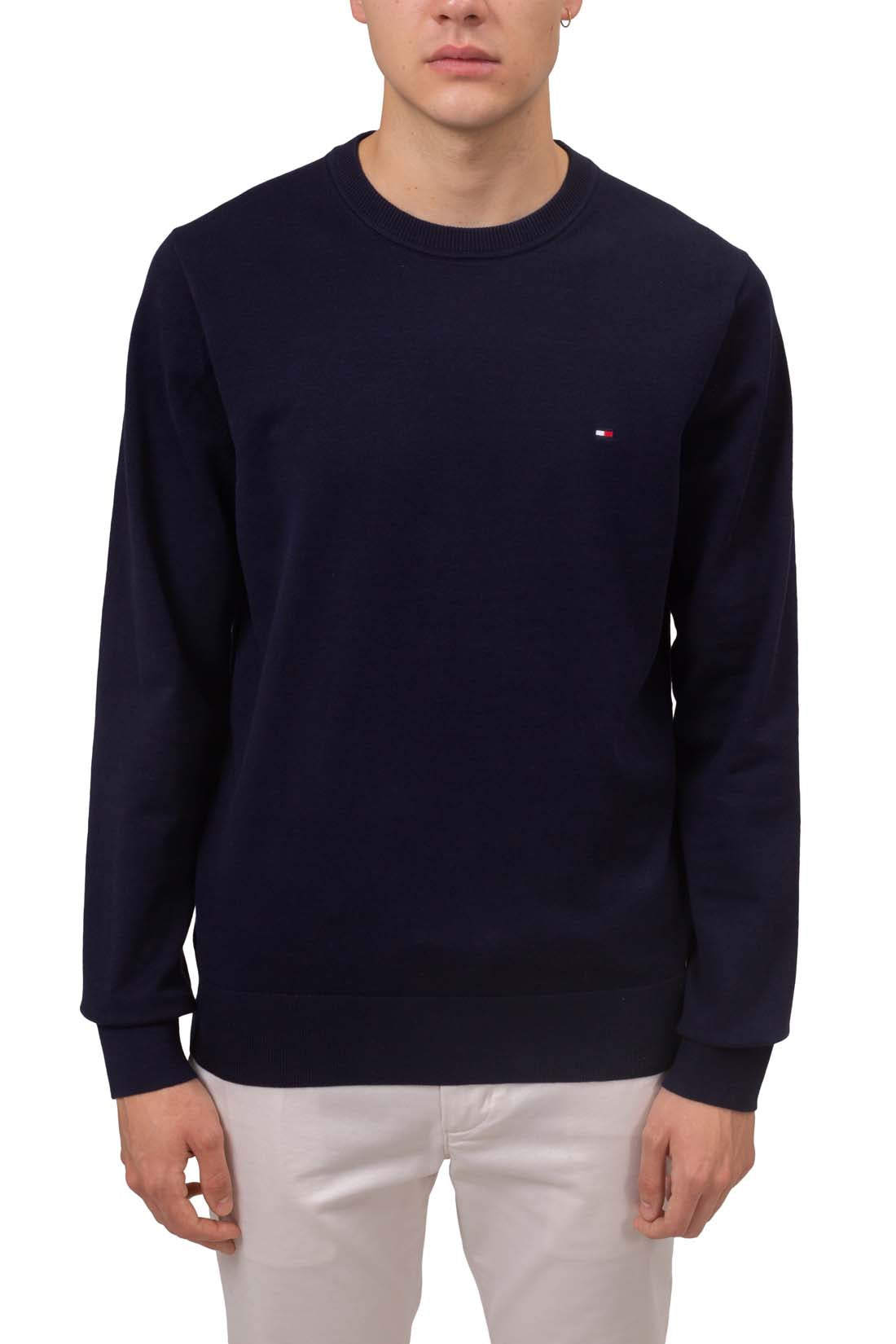 TOMMY HILFIGER - Men's basic regular pullover with flag embroidery  - Size L-5