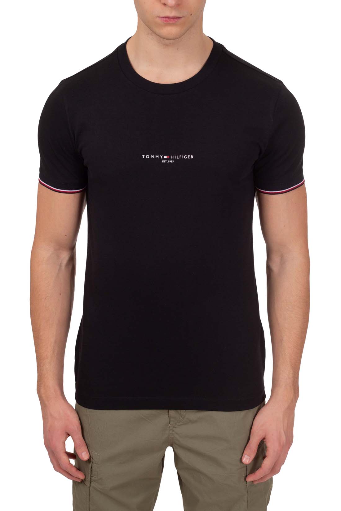 TOMMY HILFIGER - Men's slim T-shirt with signature details  - Size XXL-21