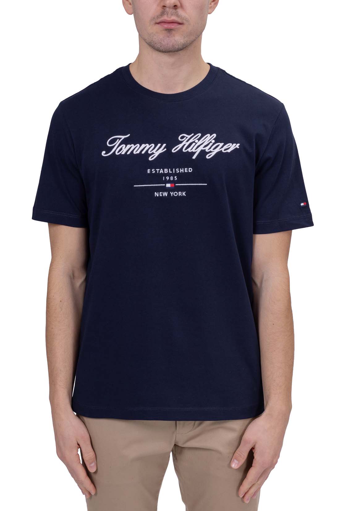 TOMMY HILFIGER - Men's regular T-shirt with embroidered logo  - Size XXL-11