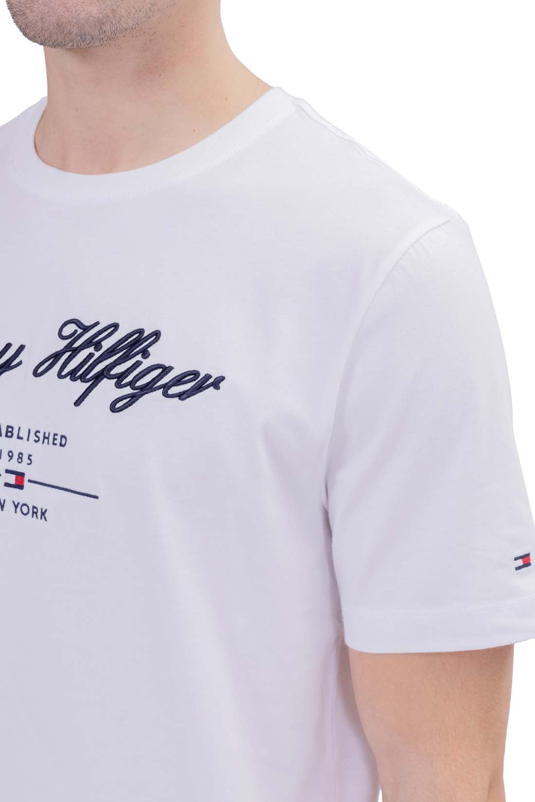 TOMMY HILFIGER - Men's regular T-shirt with embroidered logo  - Size XXL-12