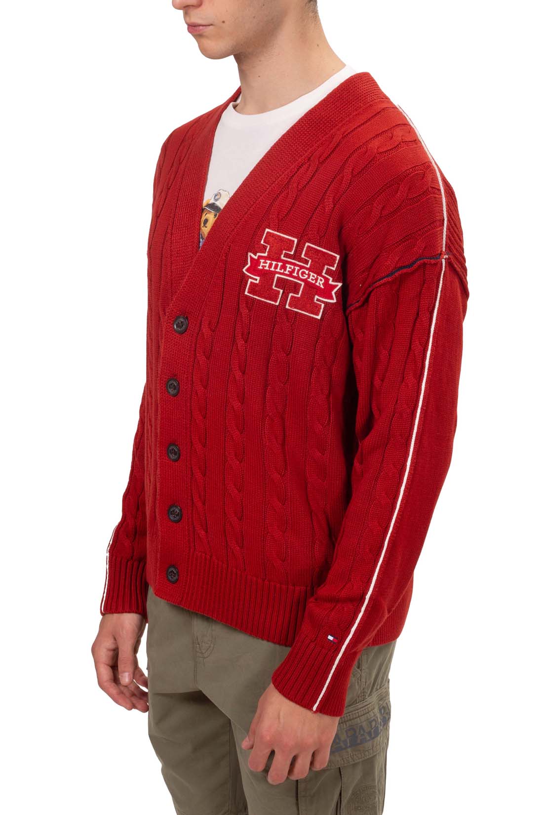 TOMMY HILFIGER - Men's relaxed cable cardigan with logo-19
