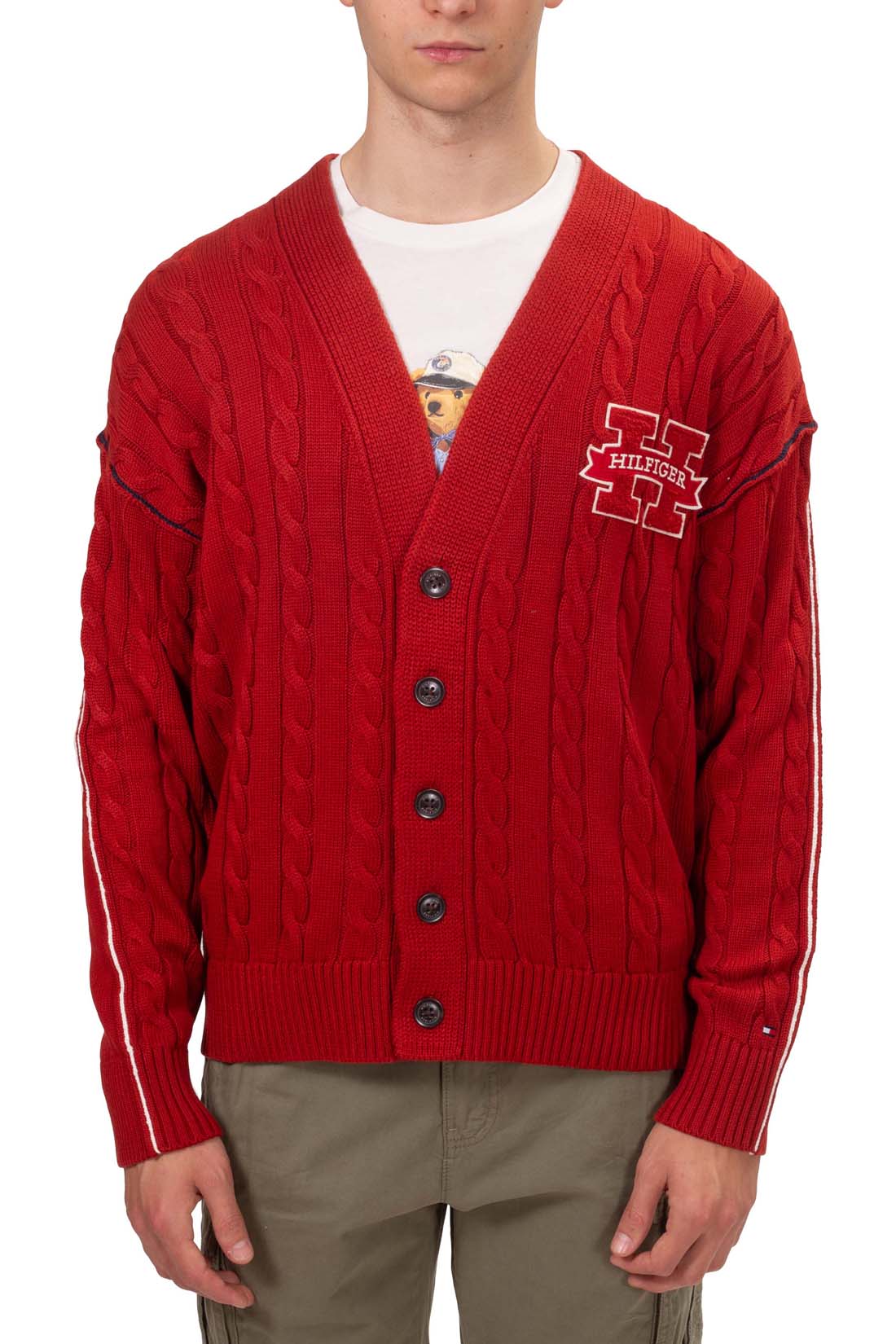 TOMMY HILFIGER - Men's relaxed cable cardigan with logo-17