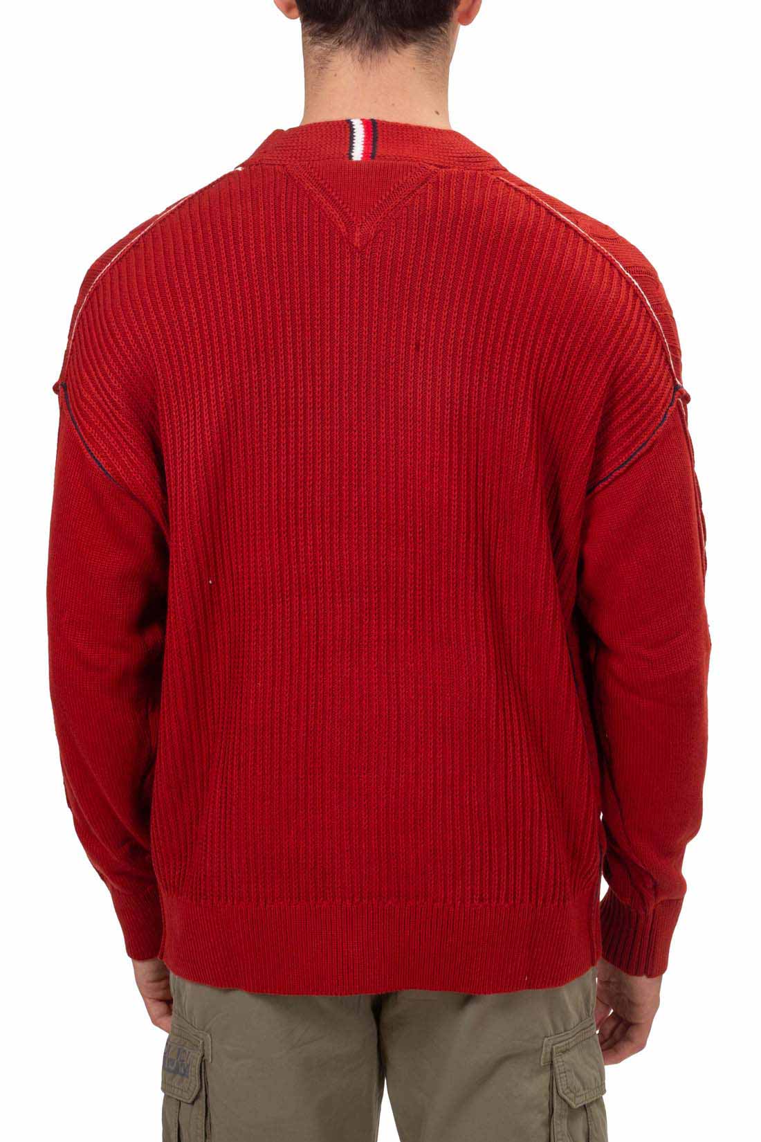 TOMMY HILFIGER - Men's relaxed cable cardigan with logo-6