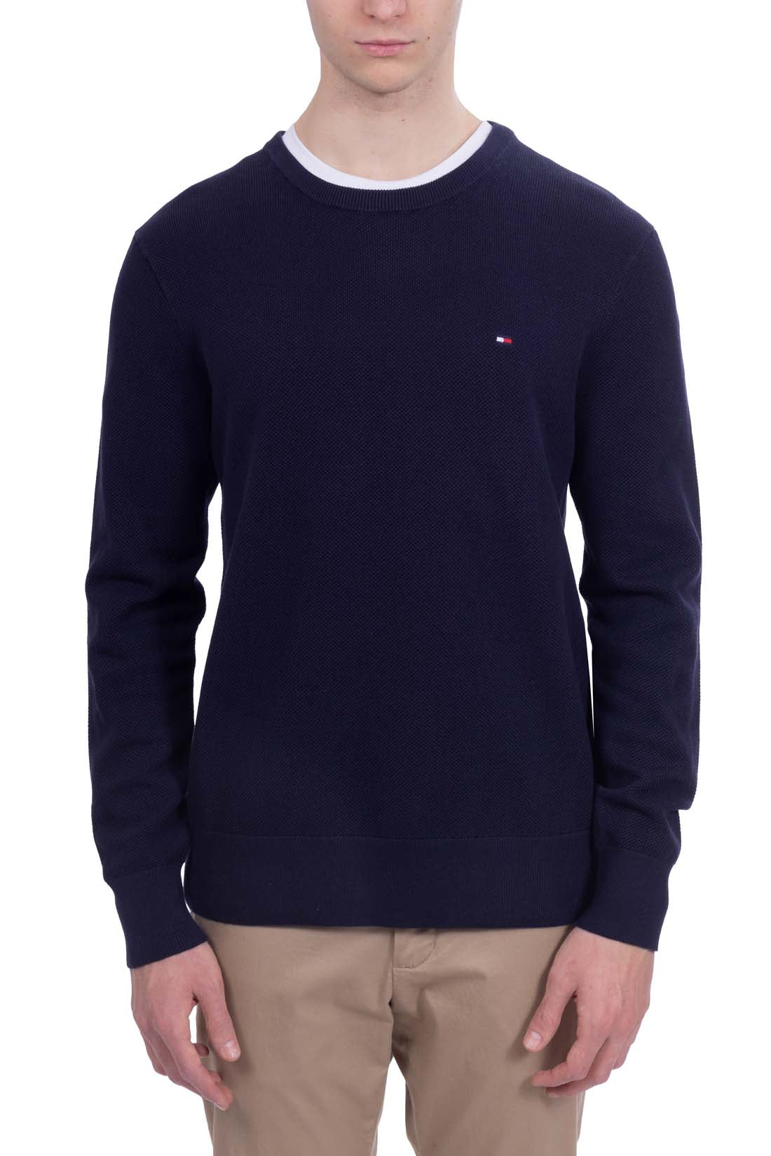 TOMMY HILFIGER - Men's pure cotton sweater with logo